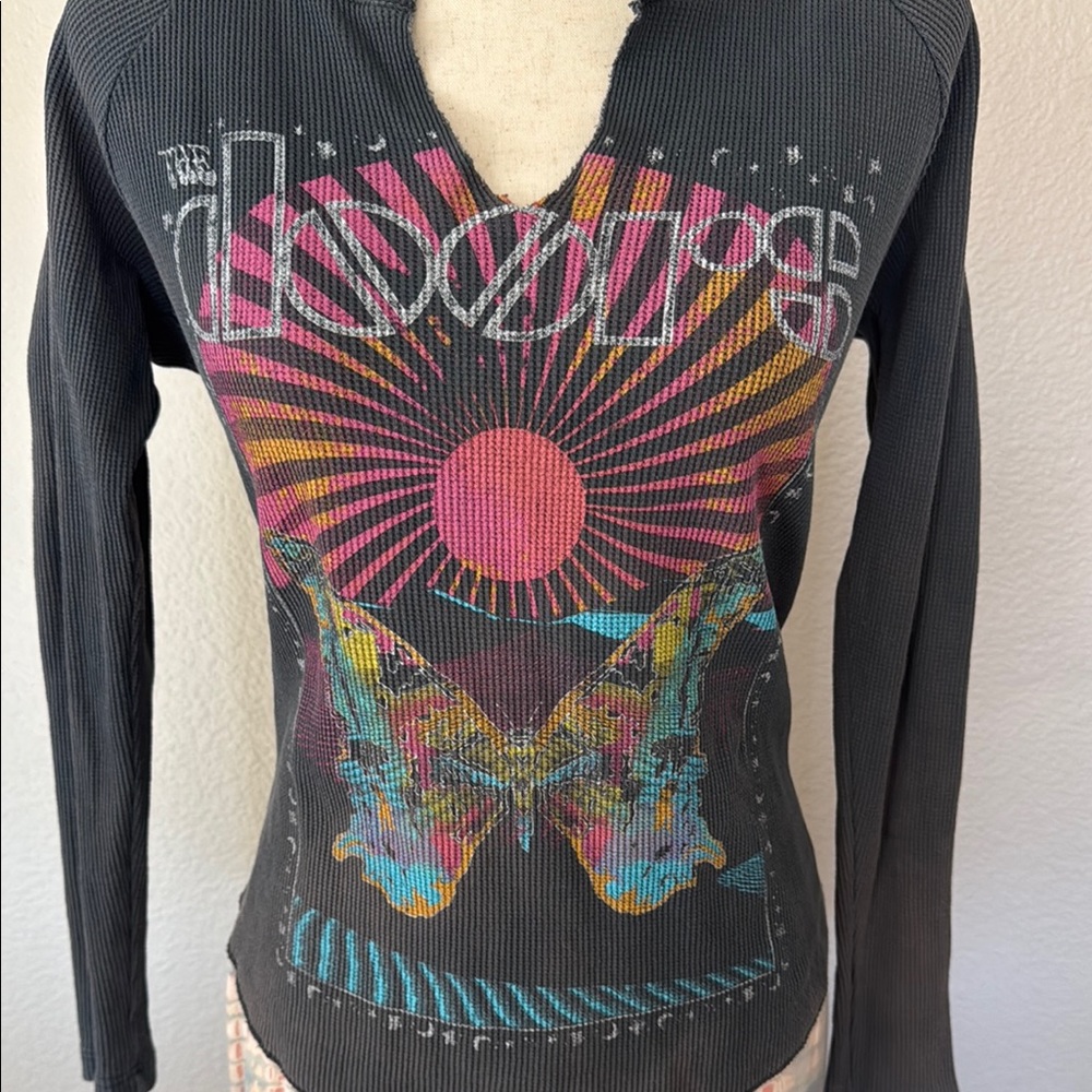 Free People Gray Graphic Fitted Long Sleeve Tee - Picture 2 of 2